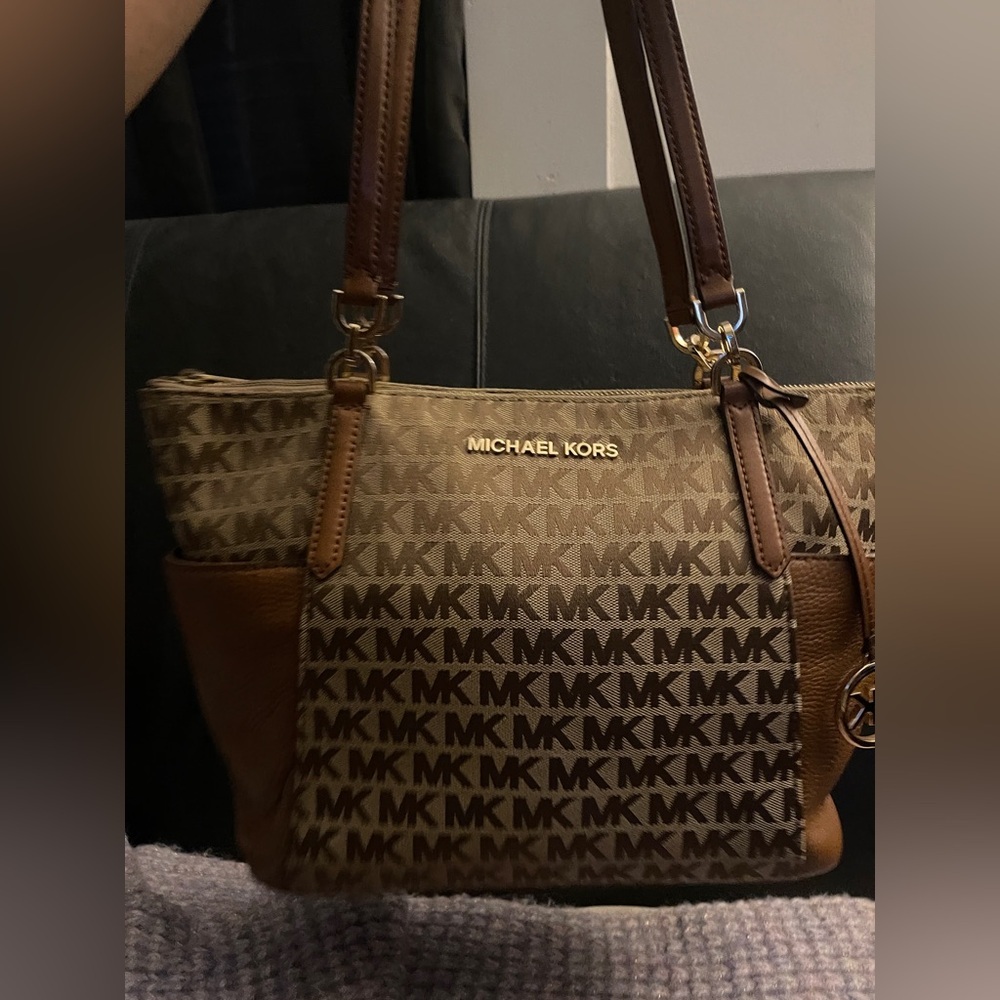 Michael Kors Brown MK Logo Tote - Picture 2 of 16